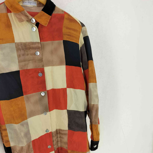 COLLECTION コレクション キュプラ100 長袖 チェック シャツ レディース