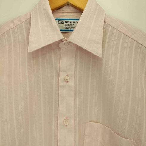 シアーズ Sears 70S PERMA-PREST 襟芯 ドット L/S ポリ シャツ メンズ 15 34-35