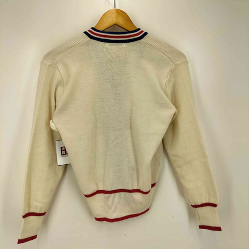 アディダス adidas 80-90S デサント製 トレフォイル 刺繍 ストライプ カーディガン レディース JPN:M