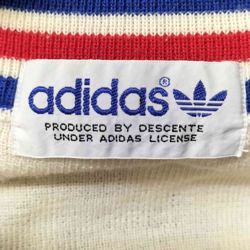 アディダス adidas 80-90S デサント製 トレフォイル 刺繍 ストライプ カーディガン レディース JPN:M