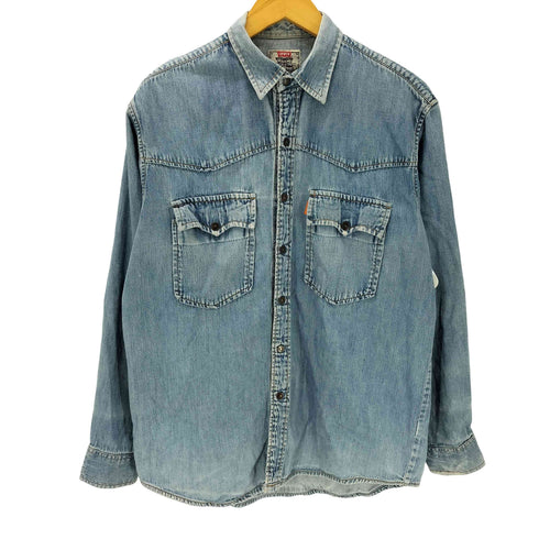 リーバイス Levis 90S OLD オレンジ タブ デニム ウエスタン シャツ メンズ import:L