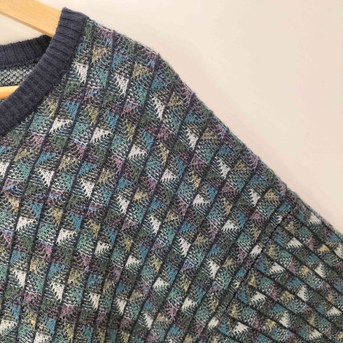PETER MASS GALLERY ピーターマスギャラリー MADE IN ITALY イタリア製 コットン アクリル 総柄 Vネック ニット メンズ