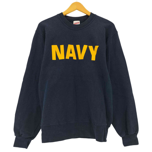 ソフィー SOFFE 00s NAVY プリント クルーネックスウェット メンズ import:S
