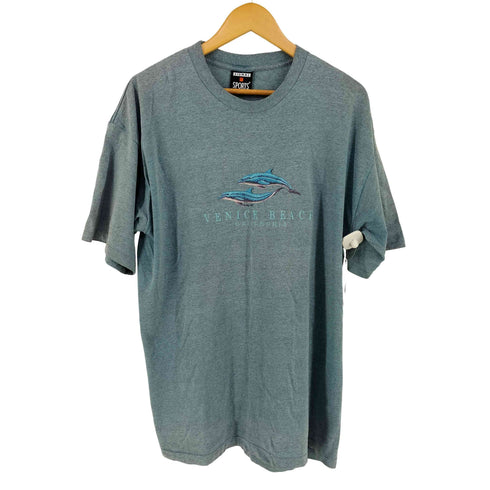 シグナルスポーツ SIGNAL SPORTS 90s 袖裾シングル dolphin イルカ 刺繍 クルーネック Tシャツ メンズ