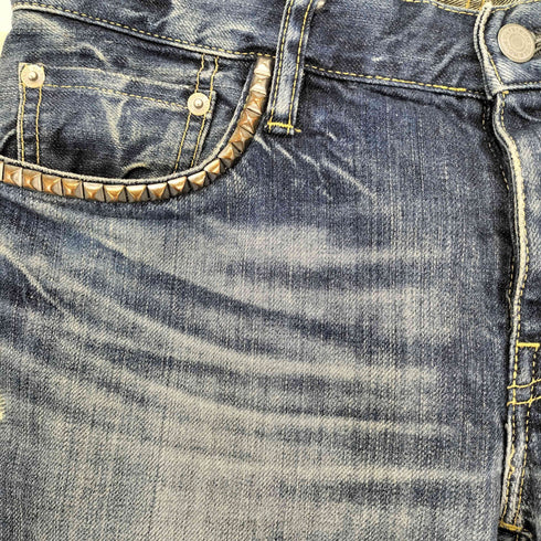 ヒステリックグラマー HYSTERIC GLAMOUR ピラミッドスタッズ付き ボタンフライデニム メンズ JPN:M