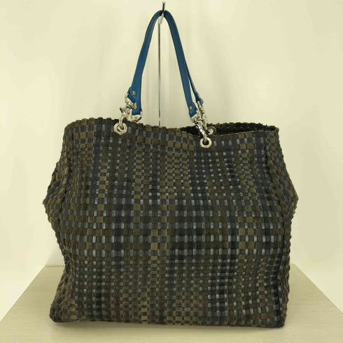 FRANCOIS RENIER フランス製 編み込み 異素材切替 レザー ファー トート バッグ レディース
