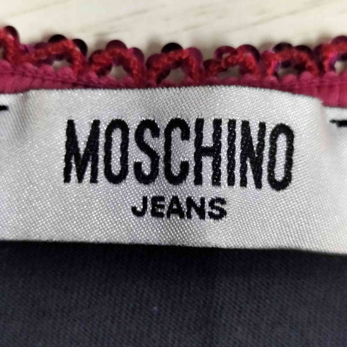 モスキーノジーンズ MOSCHINO JEANS イタリア製 スパンコール 総柄 切替 S/S Tシャツ レディース EUR:44