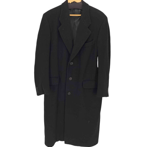 ジョルジオアルマーニ Giorgio Armani 90S イタリア製 LE COLLEZIONI 白タグ 畝 ヘリンボーン ウールナイロン ロング チェスターコート メンズ 48REG