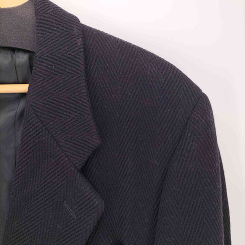 ジョルジオアルマーニ Giorgio Armani 90S イタリア製 LE COLLEZIONI 白タグ 畝 ヘリンボーン ウールナイロン ロング チェスターコート メンズ 48REG