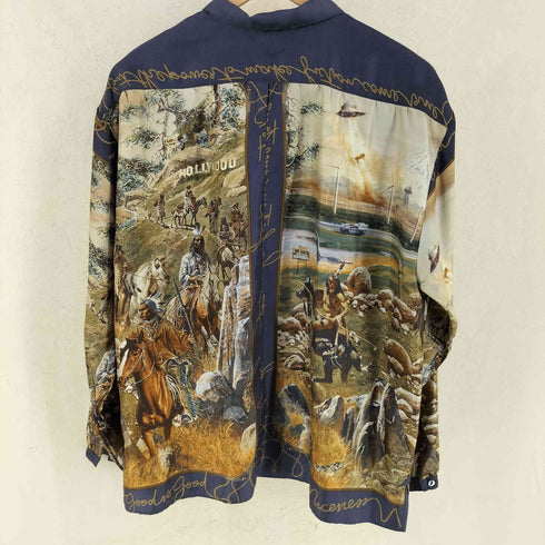 ナイスネス NICENESS NUMAN SILK PRINTED TRUCKER SHIRT ニューマン シルク プリント トラッカーシャツ メンズ M