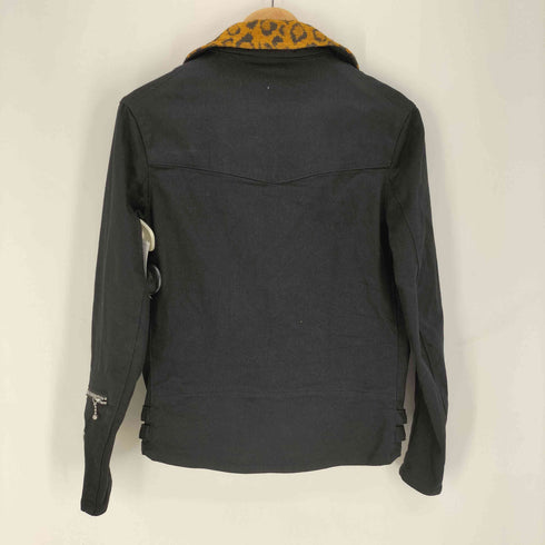 666 ORIGINAL CLOSING レオパード ストレッチコットン ライダースジャケット TYPE-B Y2K SWAG メンズ JPN:S