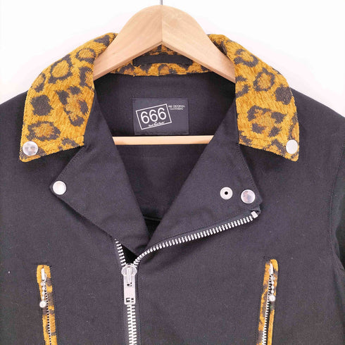 666 ORIGINAL CLOSING レオパード ストレッチコットン ライダースジャケット TYPE-B Y2K SWAG メンズ JPN:S