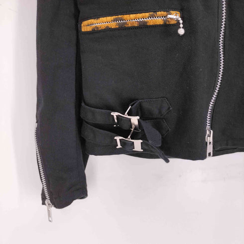 666 ORIGINAL CLOSING レオパード ストレッチコットン ライダースジャケット TYPE-B Y2K SWAG メンズ JPN:S