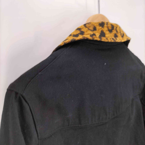 666 ORIGINAL CLOSING レオパード ストレッチコットン ライダースジャケット TYPE-B Y2K SWAG メンズ JPN:S