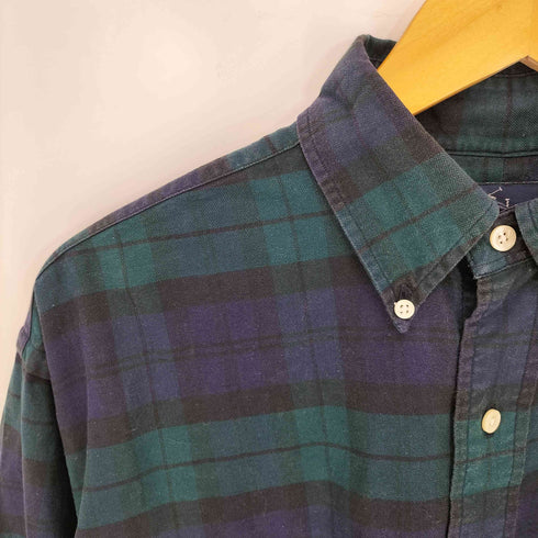 ラルフローレン RALPH LAUREN 90-00s ロゴ刺繍 フロントポケット ブラックウォッチ 長袖 ボタンダウンシャツ メンズ import:M