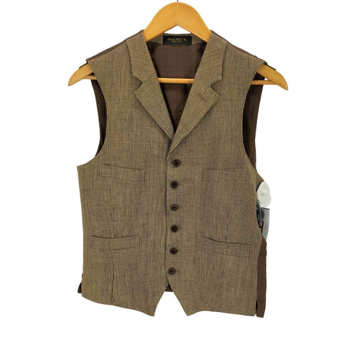 ダブルアールエルラルフローレン RRL RALPH LAUREN リネン ハウンドトゥース インナーベスト ジレ シンチバック 千鳥格子 メンズ 36-S