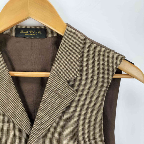 ダブルアールエルラルフローレン RRL RALPH LAUREN リネン ハウンドトゥース インナーベスト ジレ シンチバック 千鳥格子 メンズ 36-S