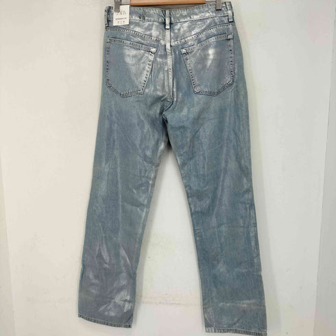 ザラ ZARA シルバーペイント加工 ハイライズ スリム フィット スリット デニム レディース EUR:38