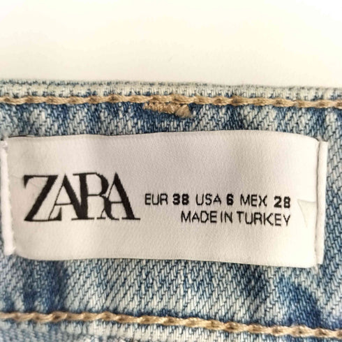 ザラ ZARA シルバーペイント加工 ハイライズ スリム フィット スリット デニム レディース EUR:38