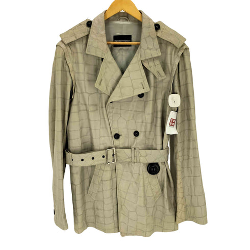 エンポリオアルマーニ EMPORIO ARMANI LAMB LEATHER ラムレザー 型押し トレンチ ジャケット メンズ 48