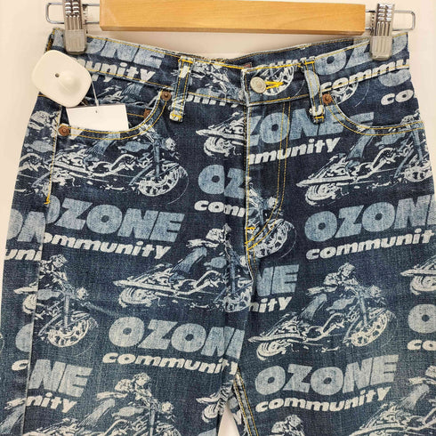 オゾンコミュニティ OZONE COMMYUNITY 00s 総柄 グラフィック デニムフレアパンツ Y2K レディース S