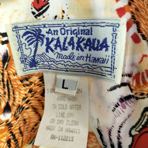 KALAKAUA USA製 ハワイ製 百虎 レーヨン100 アロハシャツ メンズ L