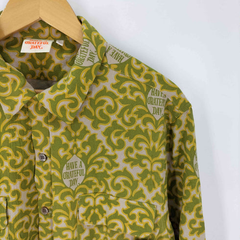 HAVE A GRATEFUL DAY OPEN COLLAR LONG SLEEVE SHIRTS 総柄シャツ メンズ JPN:L