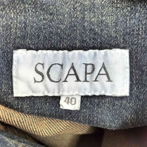 スキャパ SCAPA デニム マオカラー ジャケット スカート セットアップ 刺繍 レディース 40