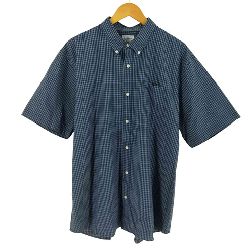 エルエルビーン L.L.Bean TRADITONAL FIT コットン チェック柄 レギュラーカラー 半袖 シャツ メンズ XL