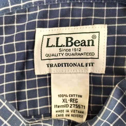 エルエルビーン L.L.Bean TRADITONAL FIT コットン チェック柄 レギュラーカラー 半袖 シャツ メンズ XL