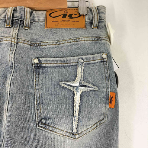ICONSLAB 十字刺繍 フレアデニムパンツ メンズ JPN:L
