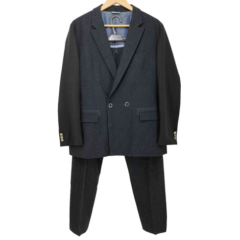 ランバンオンブルー LANVIN en Bleu 袖切替 ダブルブレスト テーラードジャケット + パンツスーツ セットアップ メンズ 上 : 50X 下 : 52