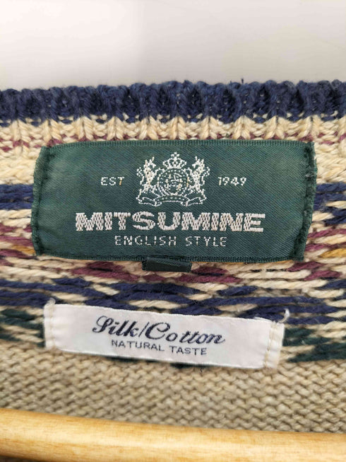 ミツミネ MITSUMINE シルクコットン 総柄 クルーネック セーター メンズ import:M