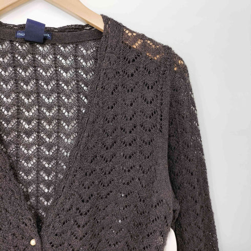 ギャップ Gap 00s OLD ITALIAN MERINO WOOL 透かし編み ウール レース カーディガン レディース import:M