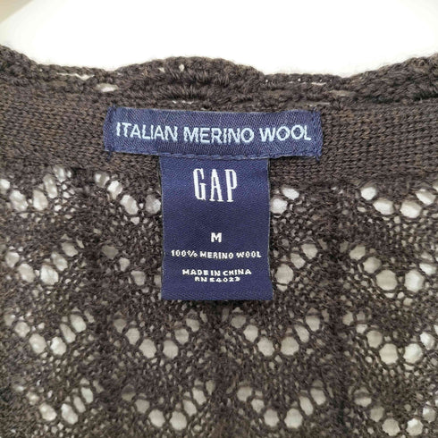 ギャップ Gap 00s OLD ITALIAN MERINO WOOL 透かし編み ウール レース カーディガン レディース import:M