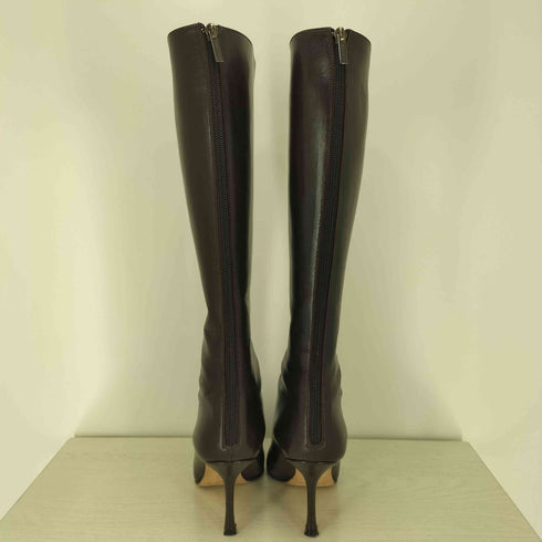 ジミーチュウ JIMMY CHOO イタリア製 CAFFEE KID LEATHER vero cuoio バックジップ ヒール ロング ブーツ レディース 37 1/2