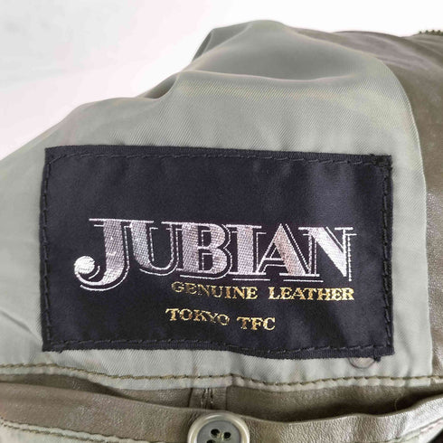 JUBIAN ジュビアン genuine leather リアルレザー 本革 ベルト付 比翼 ジップ ジャケット メンズ M
