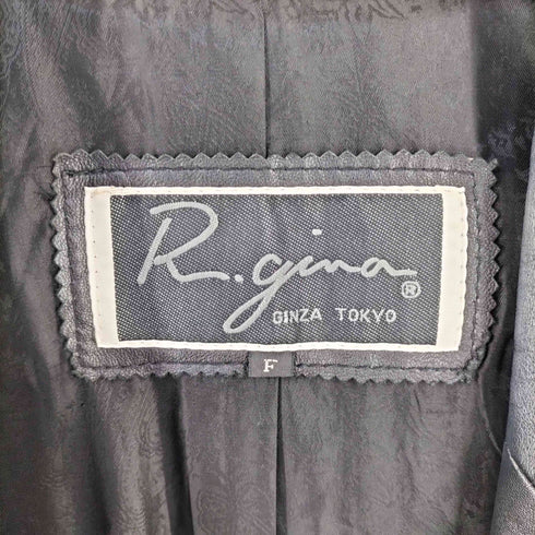 R.gina アールジーナ ラムレザー ダブルブレストジャケット エンブレム釦 レディース FREE