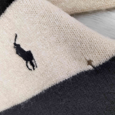 ラルフローレン RALPH LAUREN ウールカシミヤ混紡 ボーダー柄 マフラー レディース