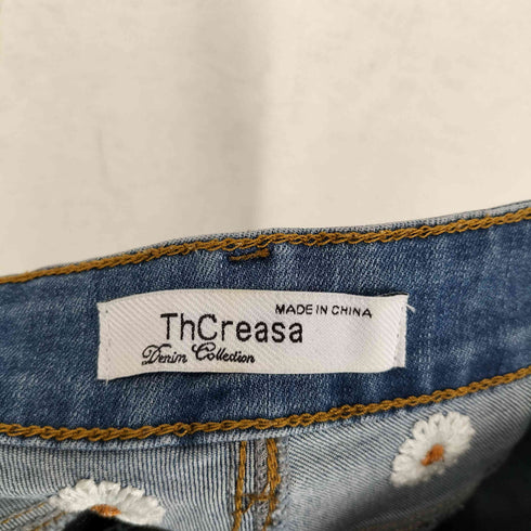 ThCreasa ティ・クリーサ フラワー 刺繍 フレアデニム パンツ レディース JPN:M