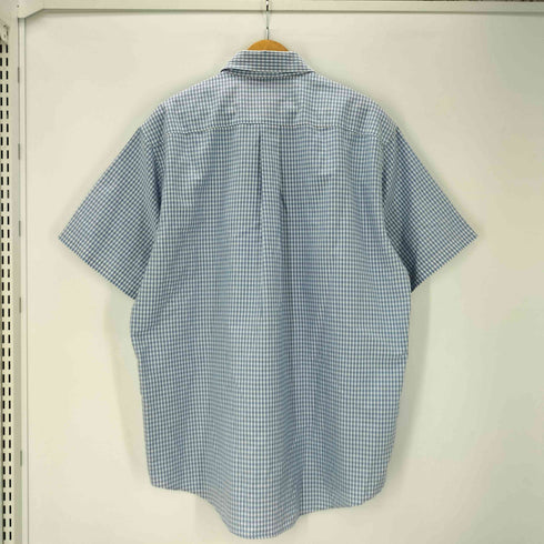 ブルックスブラザーズ 346 BROOKS BROTHERS SUPIMA COTTON スーピマ コットン ロゴ 刺繍 ギンガムチェック ボタンダウン 半袖 シャツ メンズ import:L