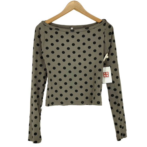 ドゥロワー Drawer Dots Boat Neck Long Tee ドッツ ボートネック ロング ティー レディース