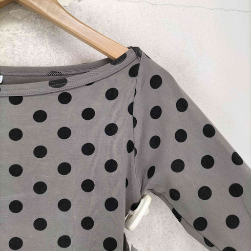 ドゥロワー Drawer Dots Boat Neck Long Tee ドッツ ボートネック ロング ティー レディース