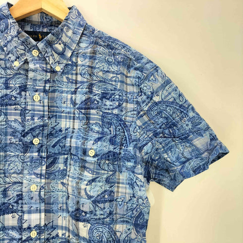 ラルフローレン RALPH LAUREN 現行タグ ポニー無し SLIM FIT 総柄 チェック フラワー ボタニカル 半袖 シャツ メンズ import:M
