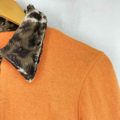 JEAN COLONNA レオパード 切替 長袖ニットポロ レディース import:M