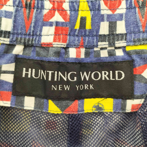 ハンティングワールド HUNTING WORLD NEW YORK 総柄 国旗 フラッグ ハーフ パンツ ショーツ メンズ M
