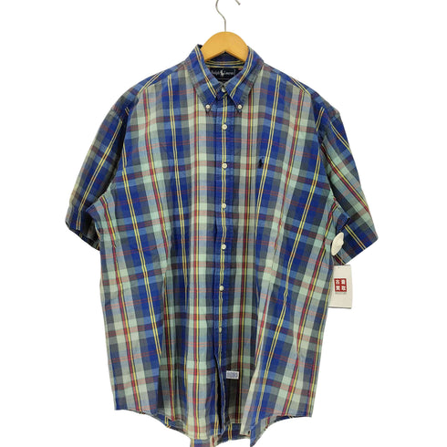 ラルフローレン RALPH LAUREN 90S スモールポニー刺繍 マドラスチェック S/S B/D シャツ メンズ import:L
