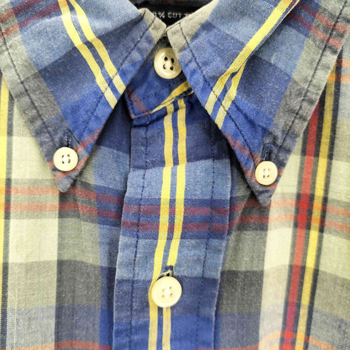 ラルフローレン RALPH LAUREN 90S スモールポニー刺繍 マドラスチェック S/S B/D シャツ メンズ import:L