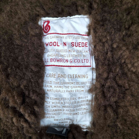 HIDE SHOP ニュージーランド製 WOOL-N-SUEDE YKK片爪 ボマージャケット ムートンジャケット メンズ 38 97cm