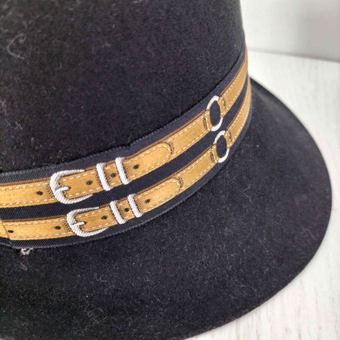 PHILIP TREACY 裏地レオパード ベルト刺繍 ベロア ハット メンズ